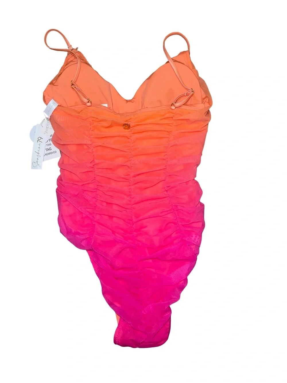 Sunshine 79 Ombre Illusions Plunge Swimsuit Pink Orange NWT size 6